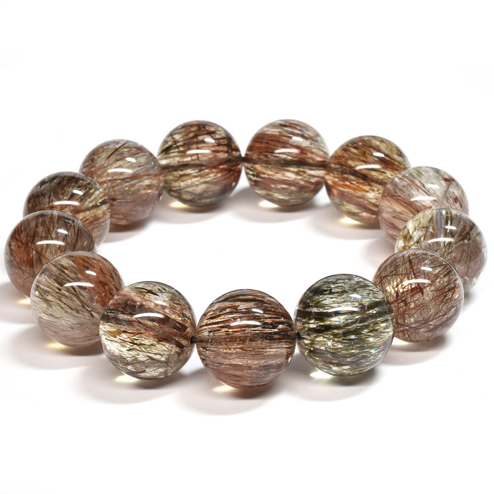 [大玉]フォリエーテッドマイカインクォーツ ブレスレット 18-18.5mm #SE141 - premium stone gallery