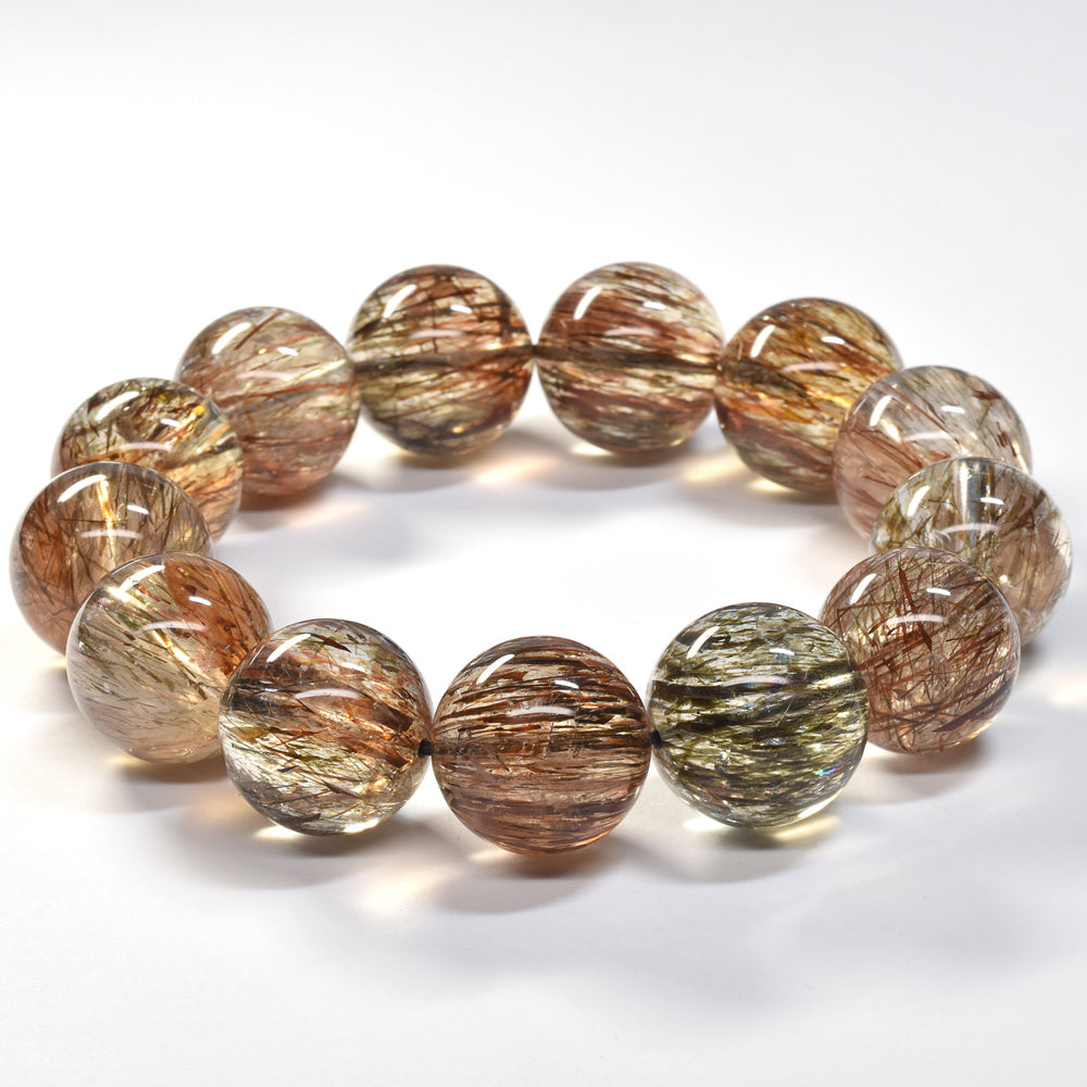 [大玉]フォリエーテッドマイカインクォーツ ブレスレット 18-18.5mm #SE141 - premium stone gallery