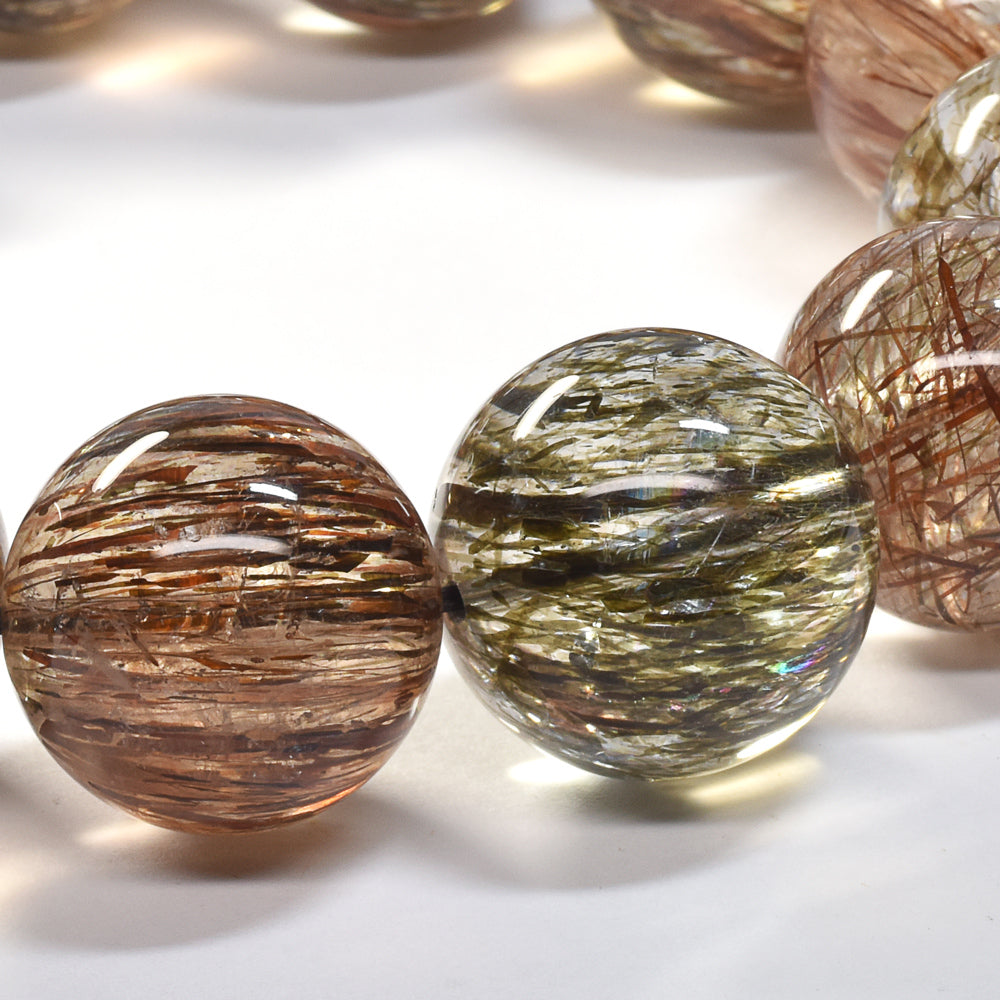 [大玉]フォリエーテッドマイカインクォーツ ブレスレット 18-18.5mm #SE141 - premium stone gallery