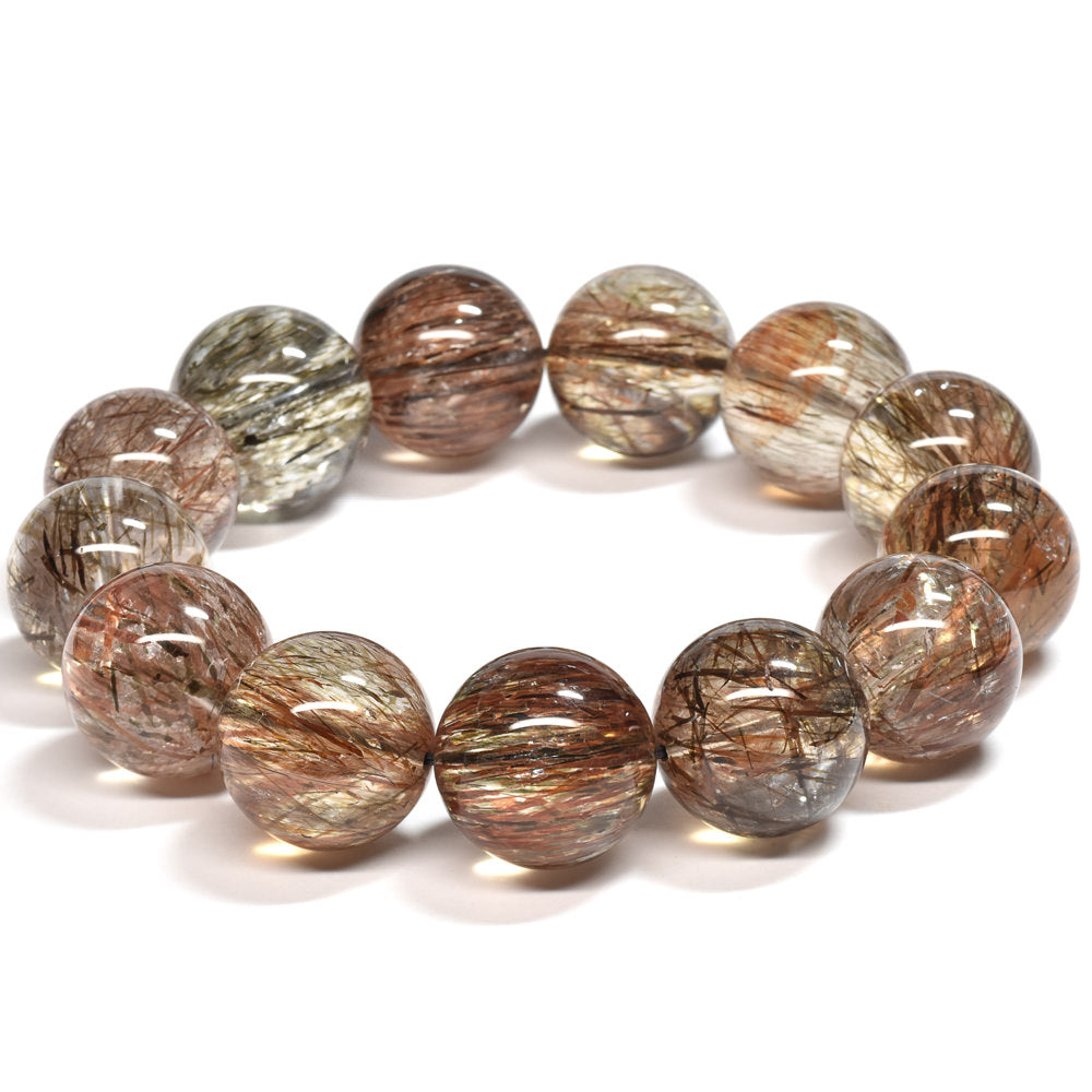 [大玉]フォリエーテッドマイカインクォーツ ブレスレット 18-18.5mm #SE141 - premium stone gallery