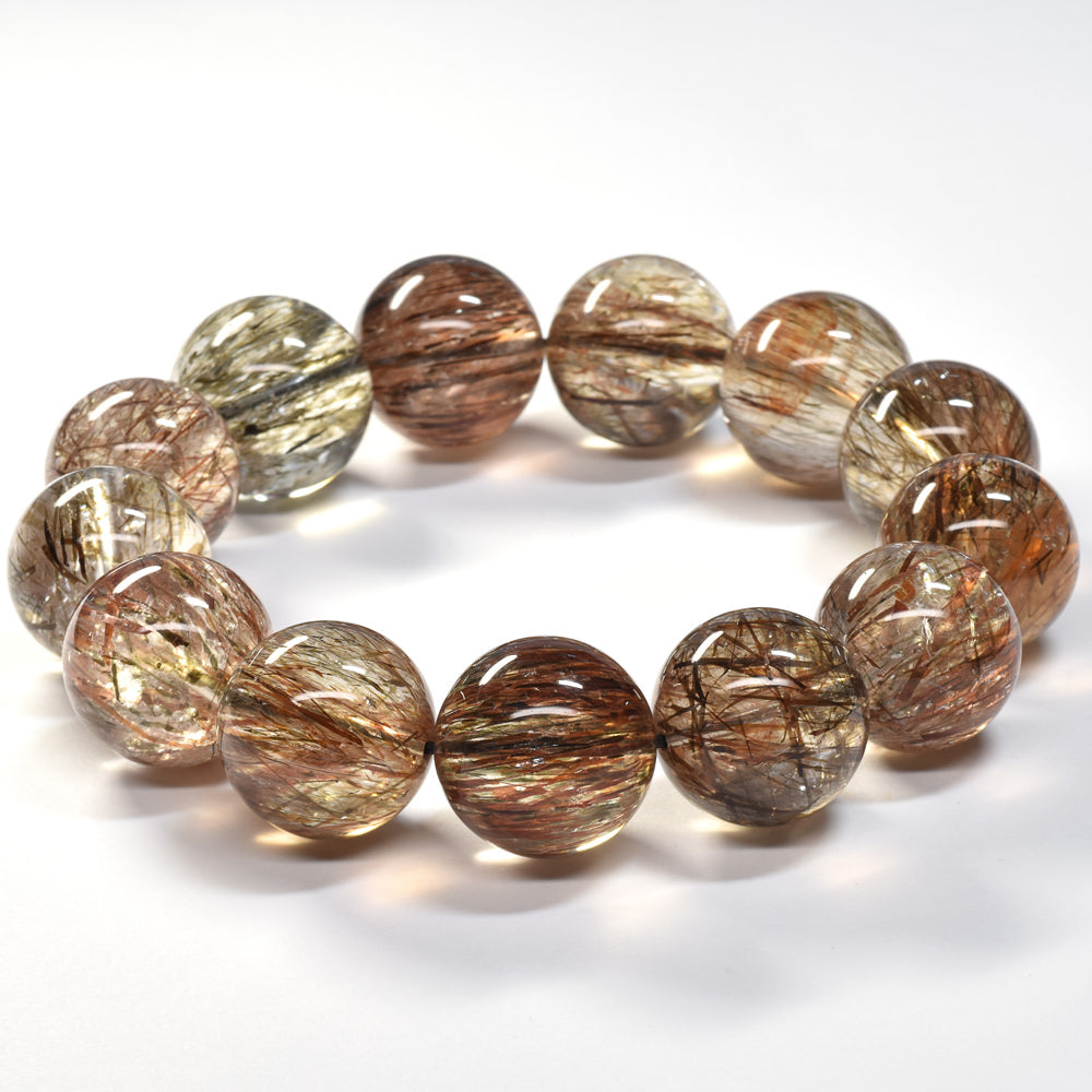 [大玉]フォリエーテッドマイカインクォーツ ブレスレット 18-18.5mm #SE141 - premium stone gallery