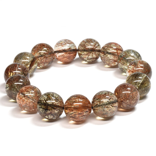 [大玉]フォリエーテッドマイカインクォーツ ブレスレット 15.5-16mm #SE142 - premium stone gallery