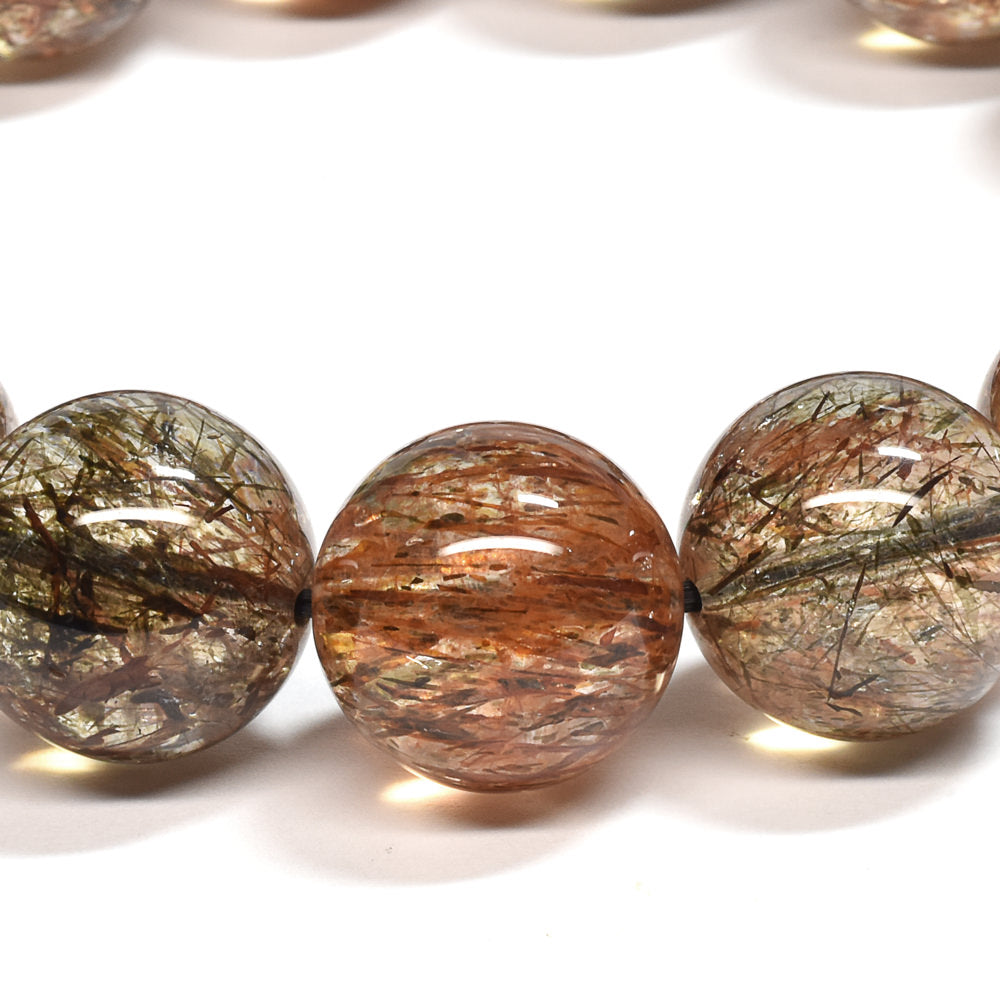 [大玉]フォリエーテッドマイカインクォーツ ブレスレット 15.5-16mm #SE142 - premium stone gallery