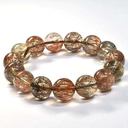 [大玉]フォリエーテッドマイカインクォーツ ブレスレット 15.5-16mm #SE142 - premium stone gallery