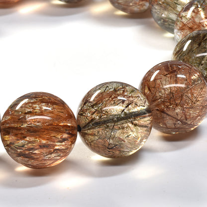 [大玉]フォリエーテッドマイカインクォーツ ブレスレット 15.5-16mm #SE142 - premium stone gallery