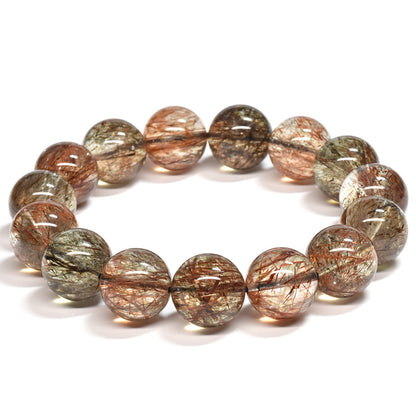 [大玉]フォリエーテッドマイカインクォーツ ブレスレット 15.5-16mm #SE142 - premium stone gallery