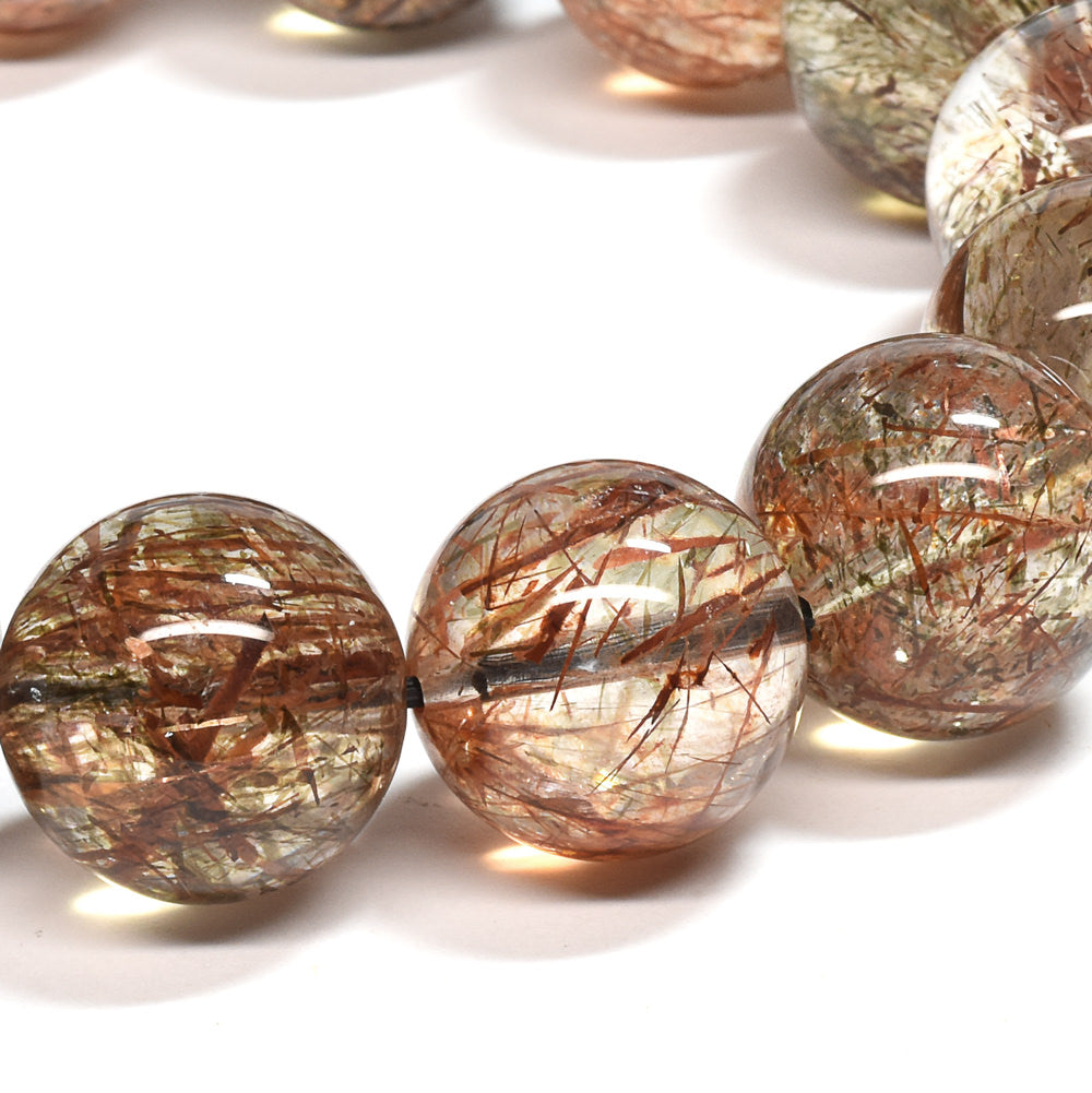 [大玉]フォリエーテッドマイカインクォーツ ブレスレット 15.5-16mm #SE142 - premium stone gallery
