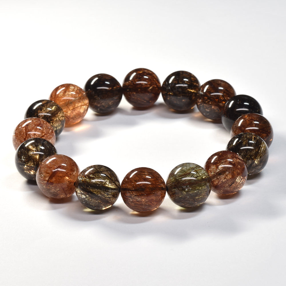 フォリエーテッドマイカインクォーツ ブレスレット 13.5mm #SE143 - premium stone gallery