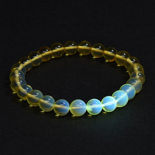 蛍光ブルーアンバー ブレスレット 7.5mm #SG005