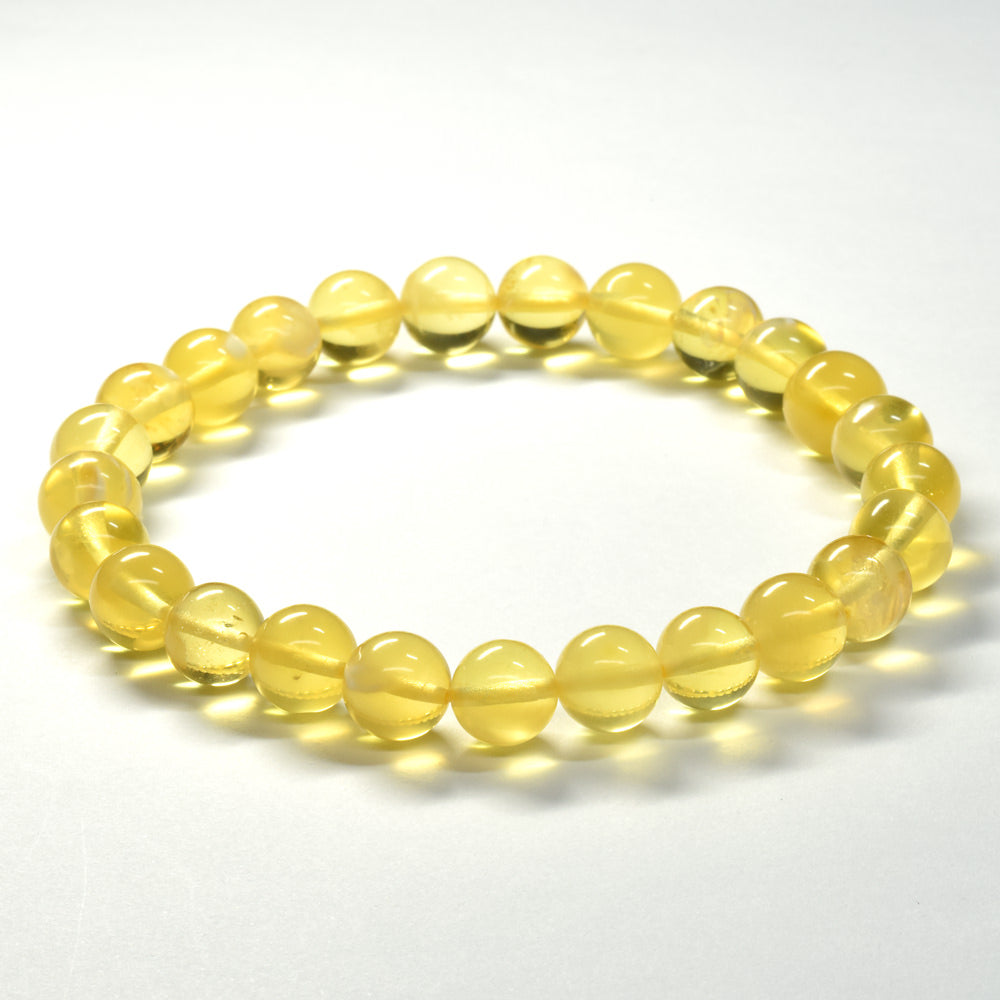 蛍光ブルーアンバー ブレスレット 7.5mm #SG006 – premium stone