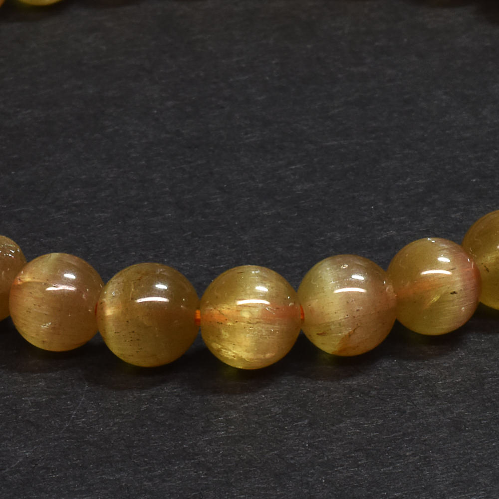 [鑑別付][高品質] ゴールデン・アパタイト・キャッツアイ ブレスレット 6.5mm #SG018