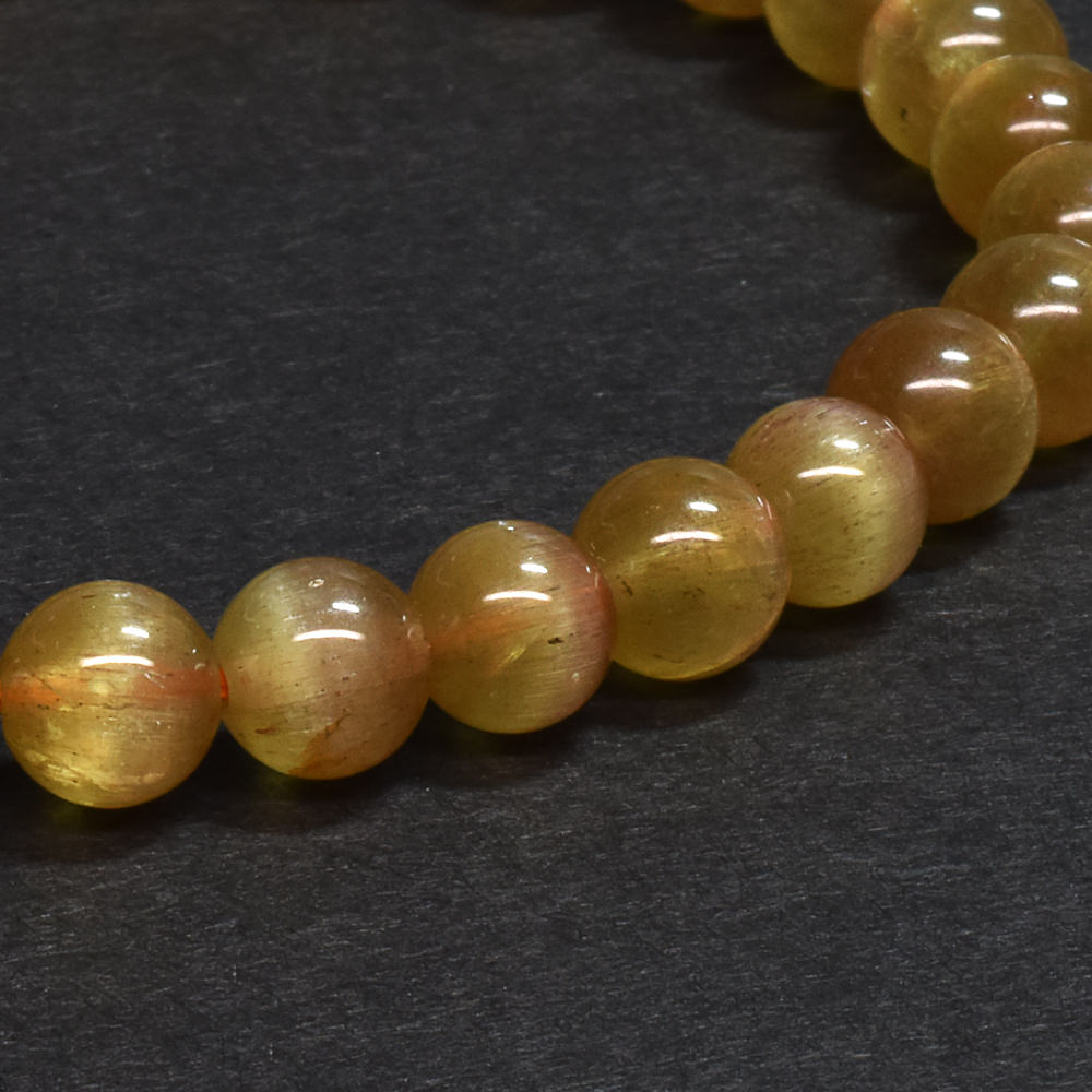 [鑑別付][高品質] ゴールデン・アパタイト・キャッツアイ ブレスレット 6.5mm #SG018