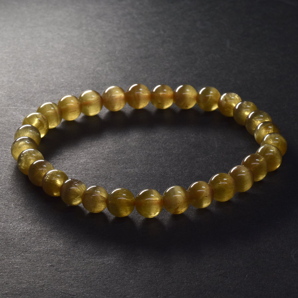 [鑑別付][高品質] ゴールデン・アパタイト・キャッツアイ ブレスレット 6.5mm #SG018
