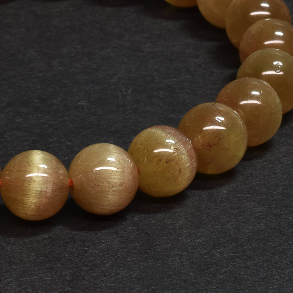 [鑑別付][高品質] ゴールデン・アパタイト・キャッツアイ ブレスレット 8mm #SG020