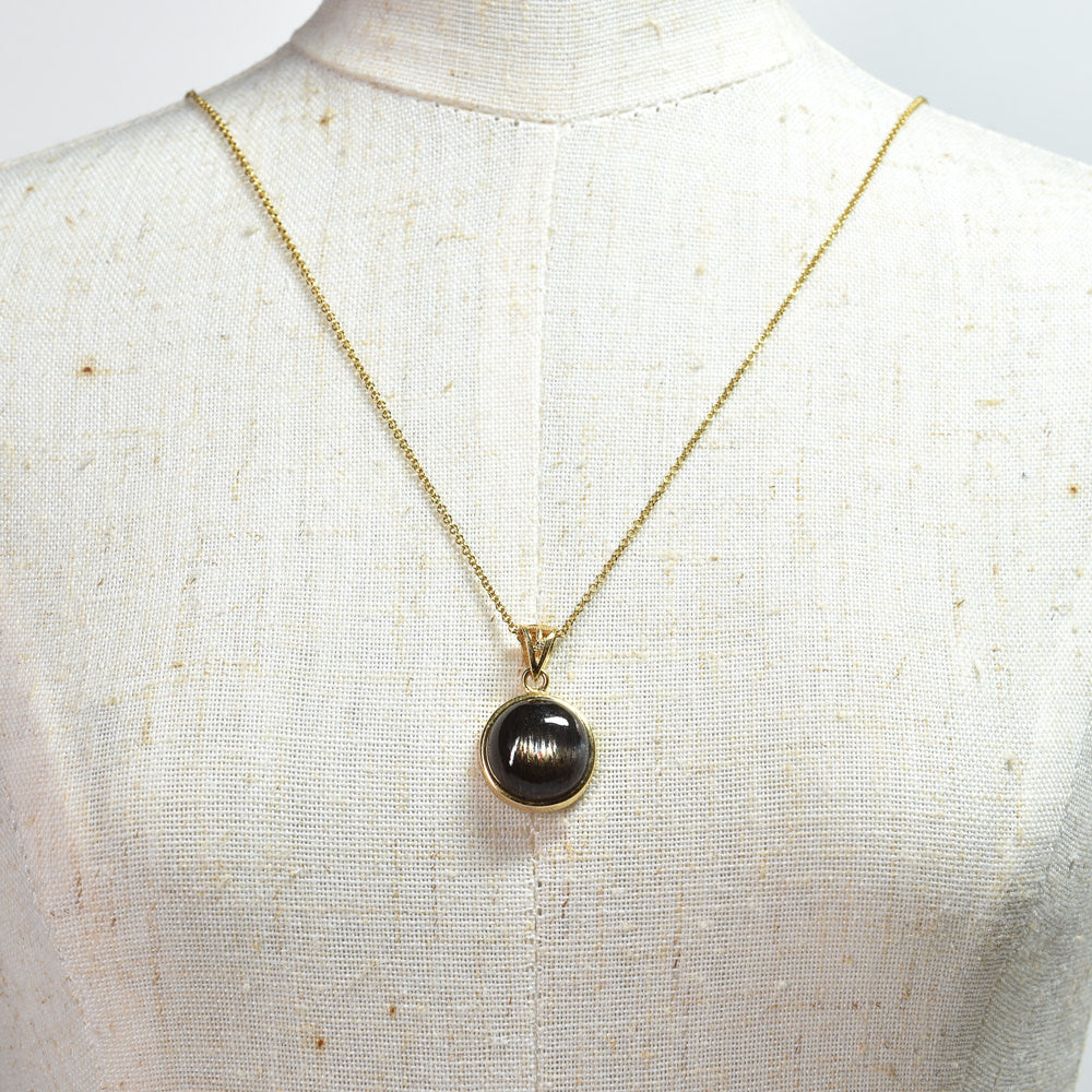 ブラックサンストーン ペンダントトップ 21.5x13.5x6mm #SH051
