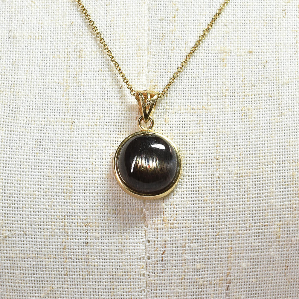 ブラックサンストーン ペンダントトップ 21.5x13.5x6mm #SH051