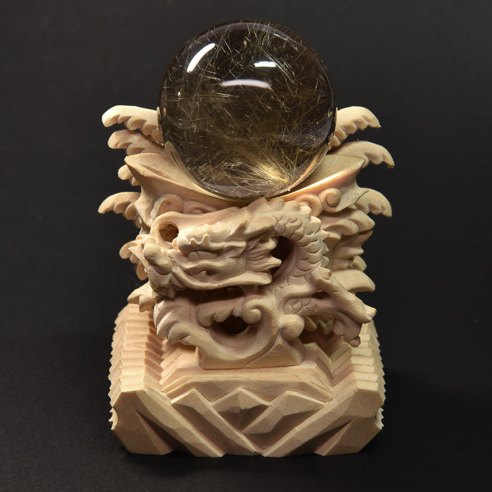 [限定販売] 龍彫刻丸玉台座（30号）#SH124