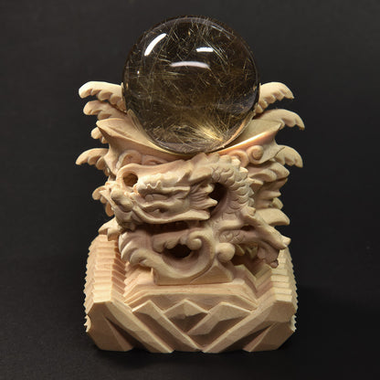 [限定販売] 龍彫刻丸玉台座（30号）#SH124