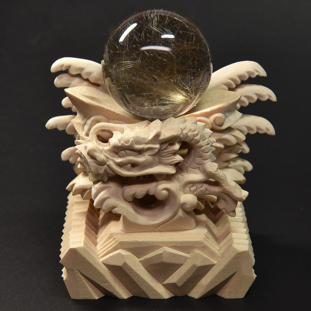 [限定販売] 龍彫刻丸玉台座（45号）#SH125