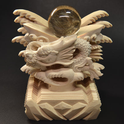 [限定販売] 龍彫刻丸玉台座（60号）#SH126