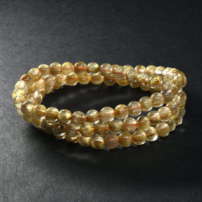 ゴールドルチルクォーツ 三連ブレスレット 5.5-6mm #SH574