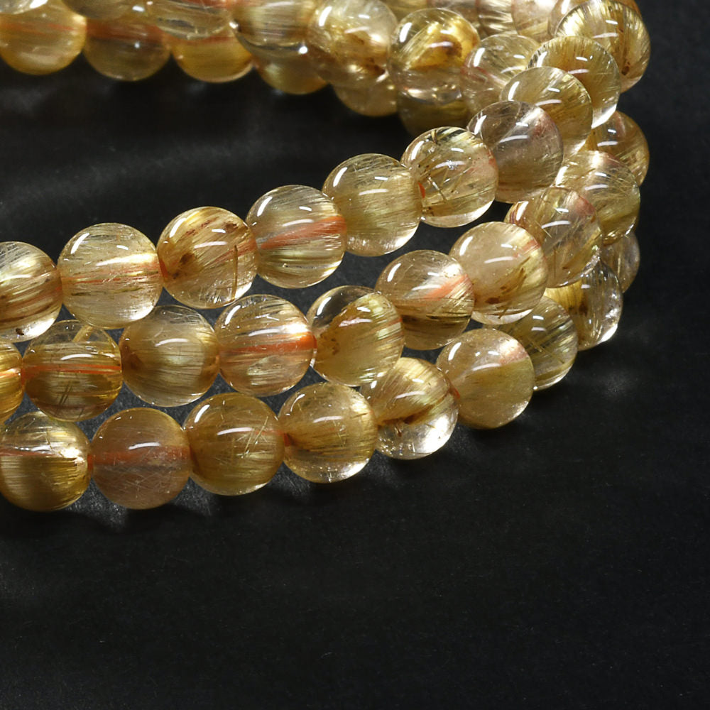 ゴールドルチルクォーツ 三連ブレスレット 5.5-6mm #SH574