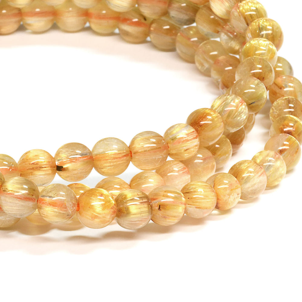 ゴールドルチルクォーツ 三連ブレスレット 5-5.5mm #SH575