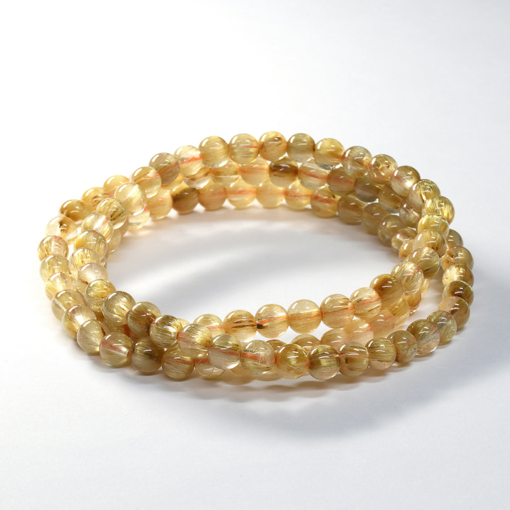 ゴールドルチルクォーツ 三連ブレスレット 5-5.5mm #SH575