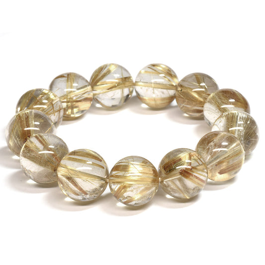 [高品質]タイチンルチルクォーツ ブレスレット 16.5-17.8mm #UC331