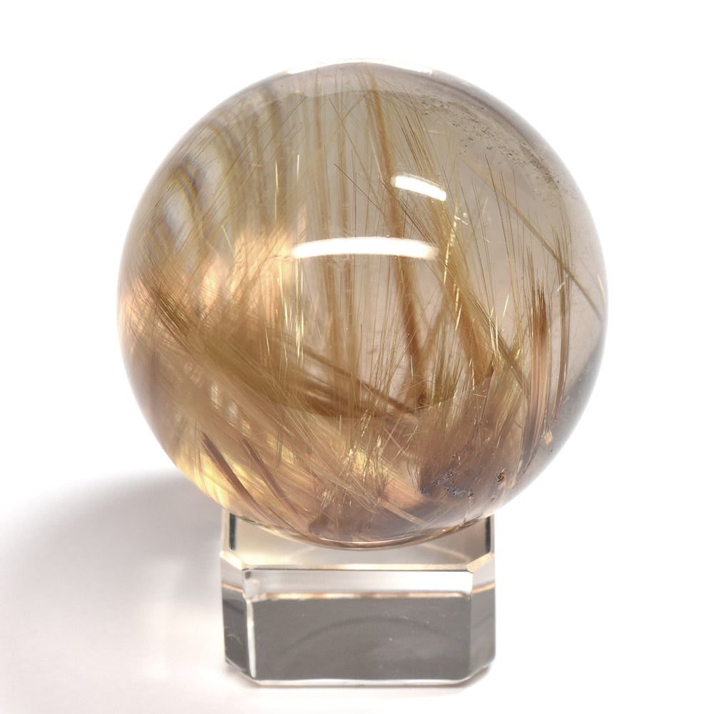 ★限定販売★ルチルクォーツ 丸玉 42.7mm [龍木彫台座付] #UC334