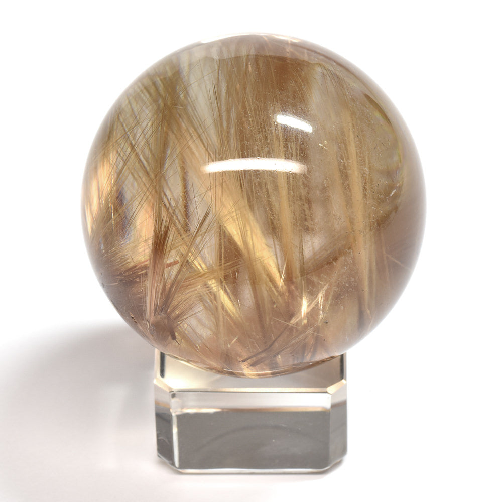 ★限定販売★ルチルクォーツ 丸玉 42.7mm [龍木彫台座付] #UC334