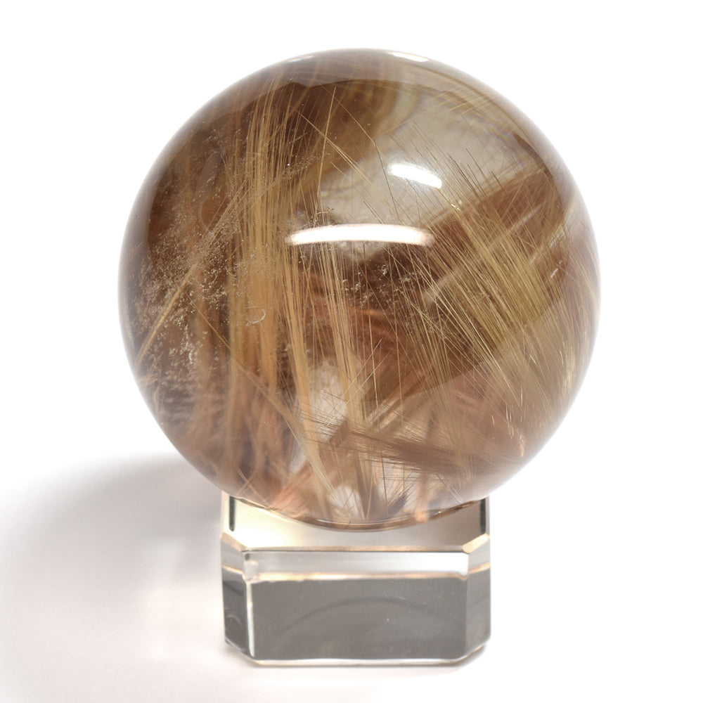 ★限定販売★ルチルクォーツ 丸玉 42.7mm [龍木彫台座付] #UC334