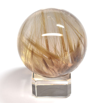 ★限定販売★ルチルクォーツ 丸玉 42.7mm [龍木彫台座付] #UC334