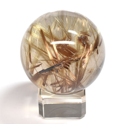 ★限定販売★ルチルクォーツ 丸玉 42.7mm [龍木彫台座付] #UC334