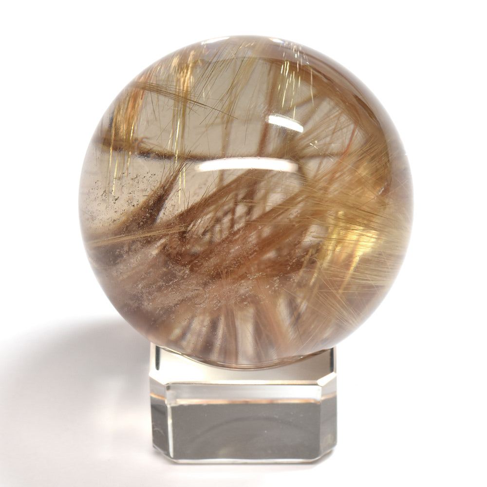 ★限定販売★ルチルクォーツ 丸玉 42.7mm [龍木彫台座付] #UC334