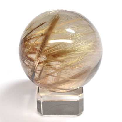 ★限定販売★ルチルクォーツ 丸玉 42.7mm [龍木彫台座付] #UC334