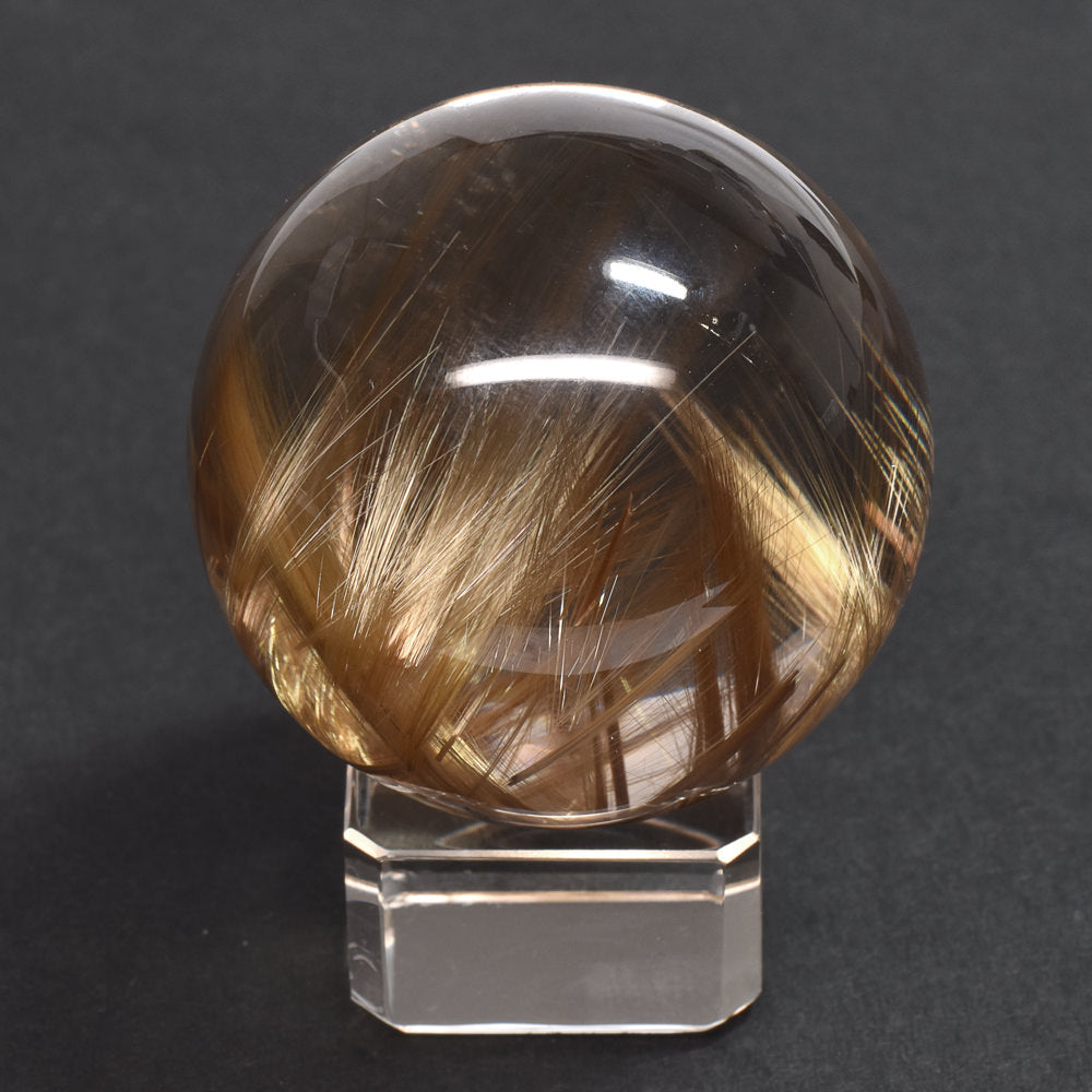 ★限定販売★ルチルクォーツ 丸玉 42.7mm [龍木彫台座付] #UC334