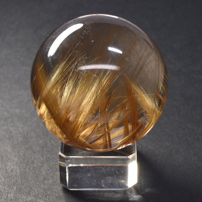 ★限定販売★ルチルクォーツ 丸玉 42.7mm [龍木彫台座付] #UC334