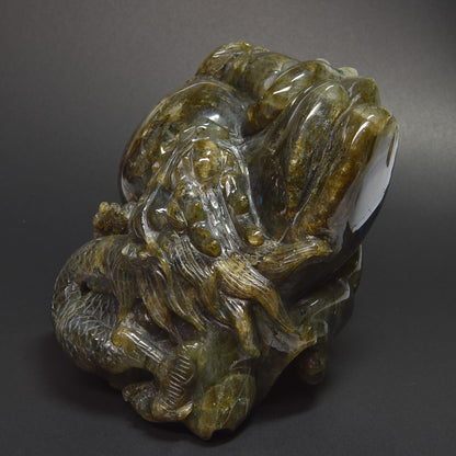 ラブラドライト『龍』彫刻 置物 15×10×11.5cm #UC340