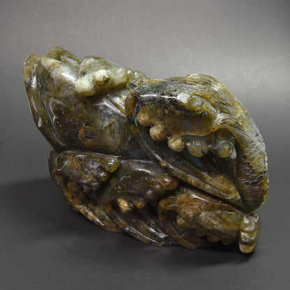 ラブラドライト『龍』彫刻 置物 15×10×11.5cm #UC340