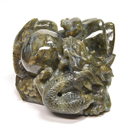 ラブラドライト『龍』彫刻 置物 15×10×11.5cm #UC340