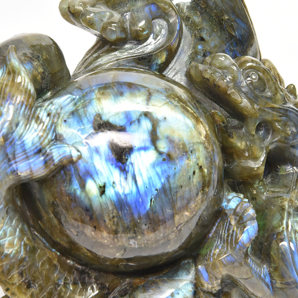 ラブラドライト『龍』彫刻 置物 15×10×11.5cm #UC340
