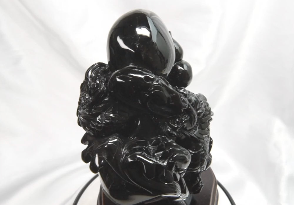 チベット産 モリオン『龍』彫刻置物 205x110x140mm #RE523 – premium