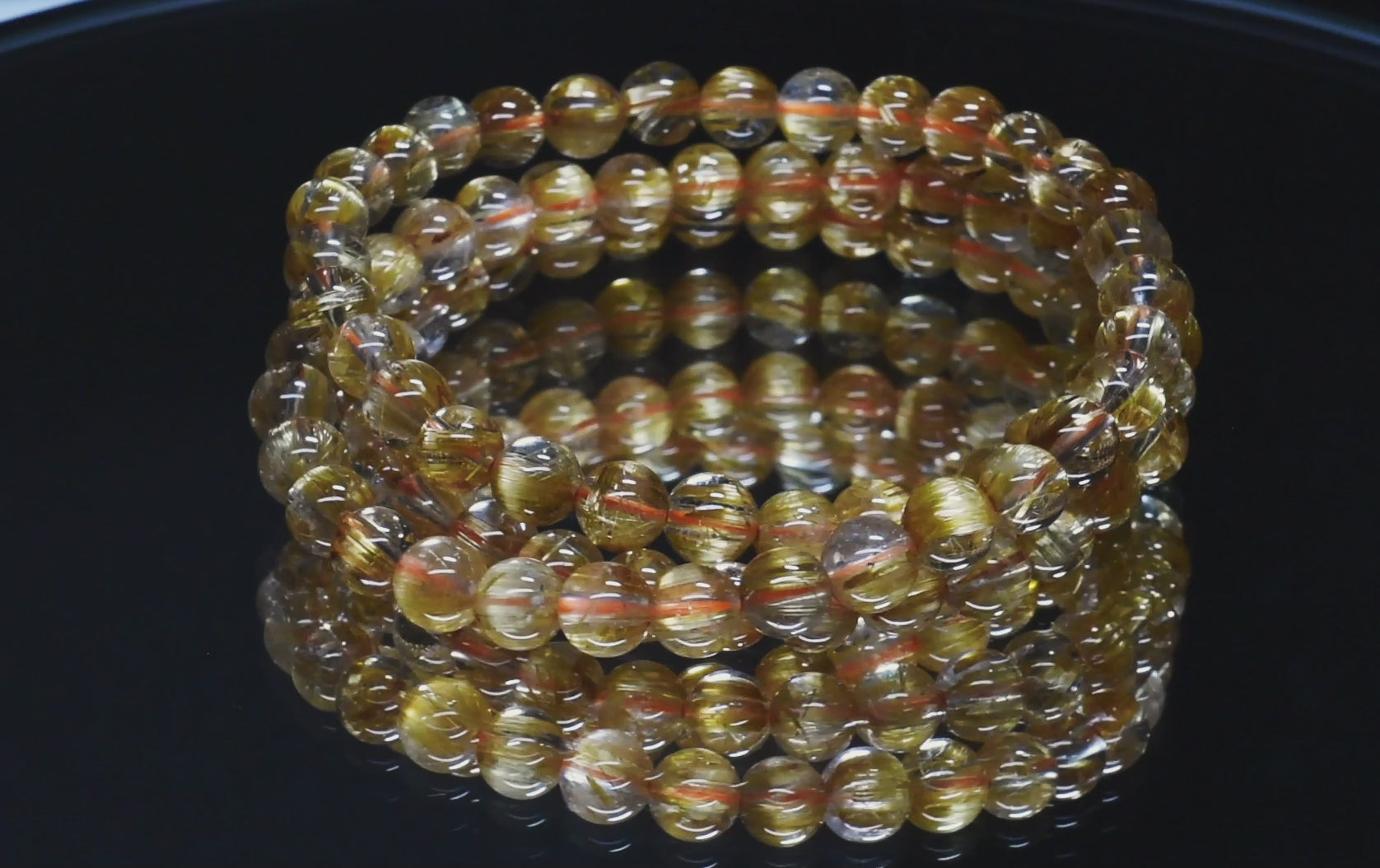 最高品質 タイチン ルチルクォーツ 3連 ブレスレット 一点物 6mm 天然石 最高品質 タイチン ルチルクォーツ 3連 ブレスレット 一点物 6mm