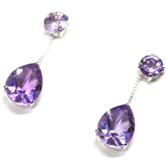 アメジスト K18WG ピアス 6x8mm #PJ190 - premium stone gallery LIVE